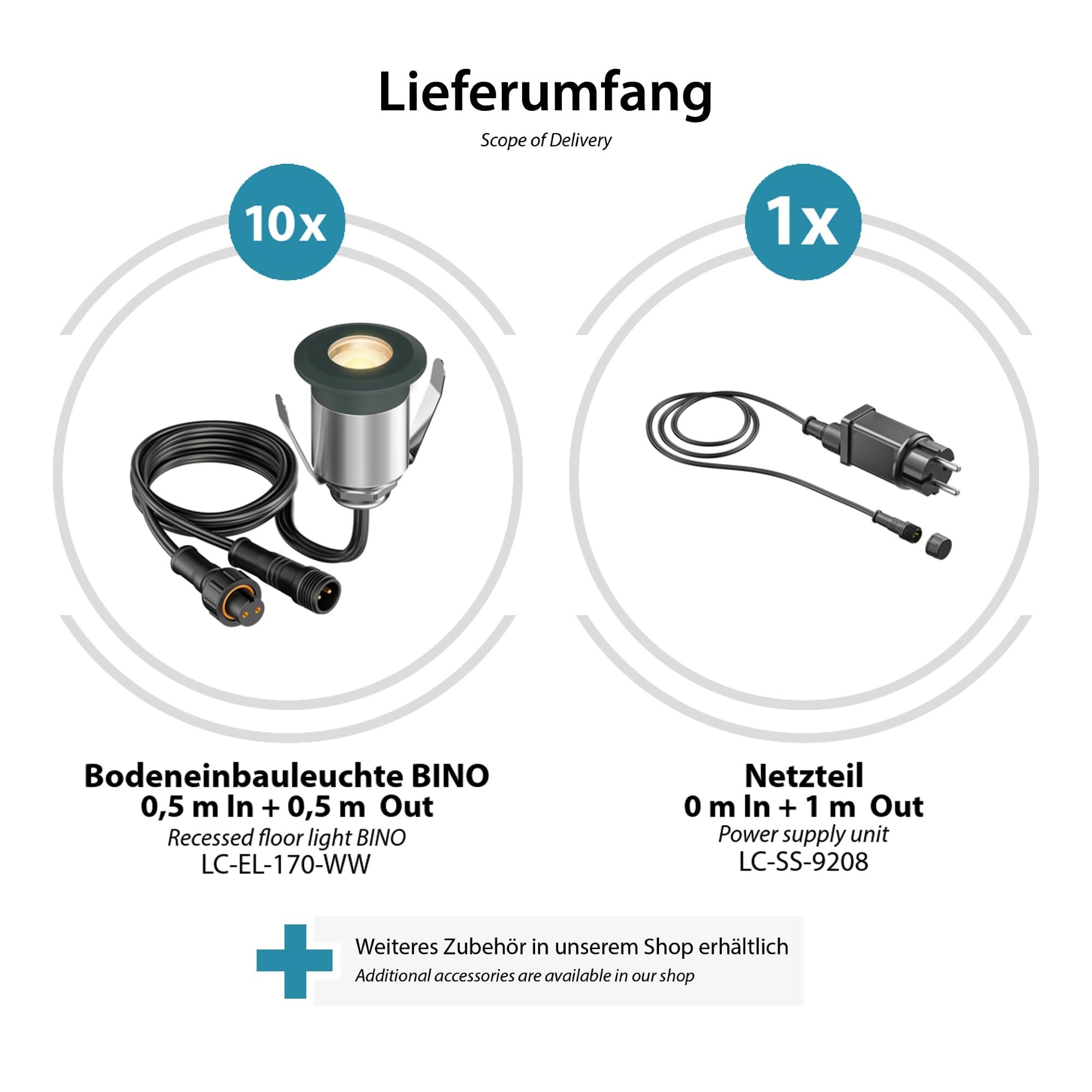 ledscom.de Luce da incasso a terra a LED BINO per esterni, antracite, IP67, 32 mm Ø, bianco caldo, set di 10