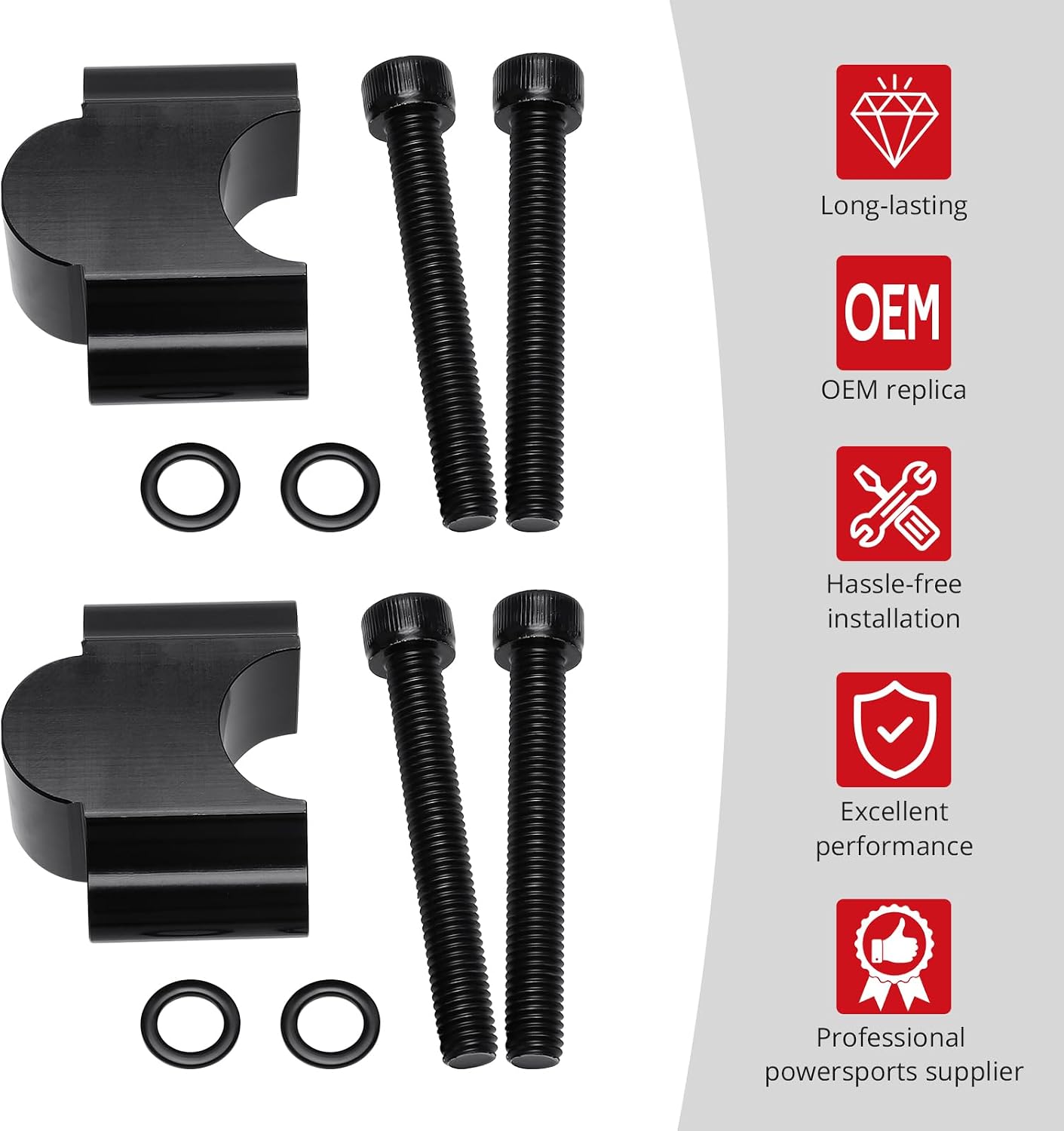 JAVIK 7/8" Heavy Duty Black Handlebar Risers 30mm Height Fit for Honda Fit for Yamaha Fit for Suzuki Fit for Kawasaki Fit for Can-Am Fit for B-M-W Motorcycle & ATV Dirt Bike
