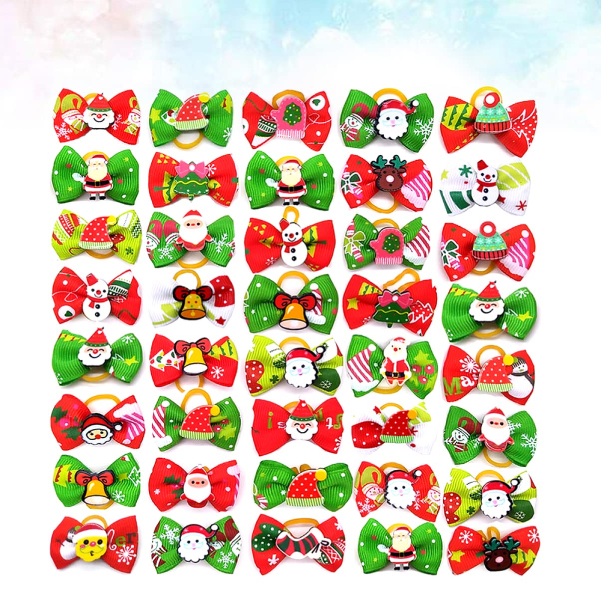 Mipcase 200 Pz Natalizi per di Animali Domestici Fiocchi di Pelo di Cane di Natale Fiocco di Natale per Cani Fiocchi di Pelo di Cucciolo Fiocchi di Cucciolo Elastico Il Cane