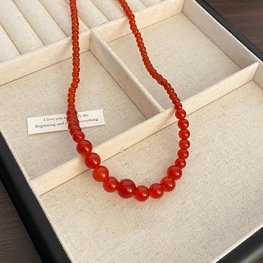 Red Carnelian Necklace for Women Natural Stone Beads Choker Necklaces Healing Gemstone Carnelian Beaded Necklace Dainty Jewelry Gift - Image 3