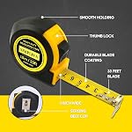 Mesure de la bande de charge lourde - 1 De pouce large - Ruban de mesure en acier inoxydable - Ruban de mesure rétractable - Mesure de bande impériale et métrique avec clip de ceinture métallique (2PACK(33FT))