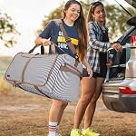 80L Duffle Bag for Travel, Large Foldable Waterproof Travel Duffel Bags Weekender Overnight Bag for Men and Women with Shoe Compartment (Stripe)