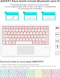 FOGARI French AZERTY Bluetooth Tablet Keyboard 12 Inches with Backlight Touchpad Lightweight Slim Keyboard for iPad Samsung Galaxy Redmi Xiaomi iPad Huawei iPad HonorPad FireHD White - 2