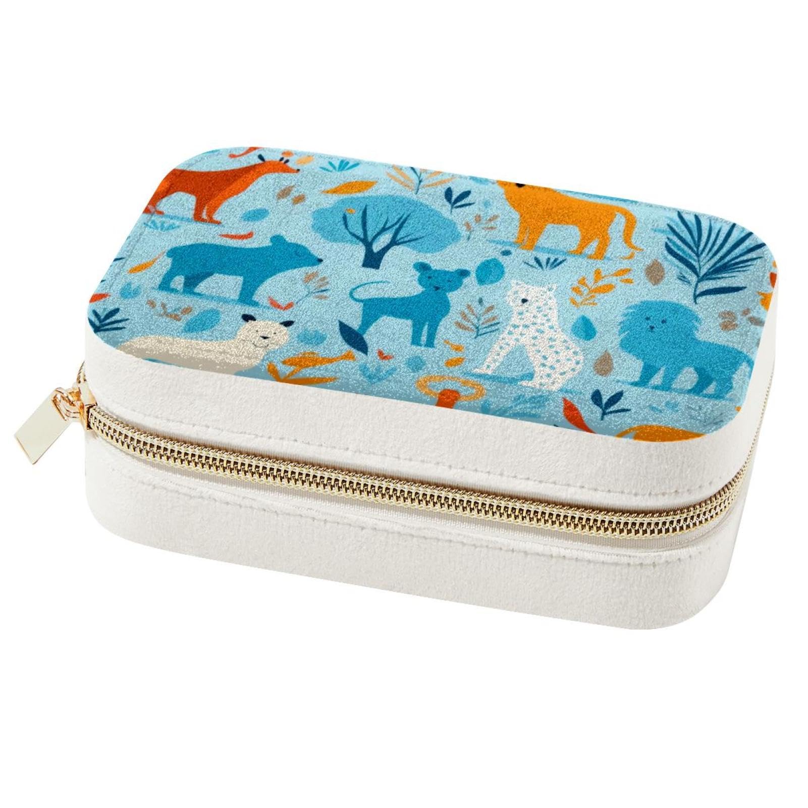 Boîte à bijoux de voyage anti-nœuds, grand étui de rangement de bijoux portable bleu