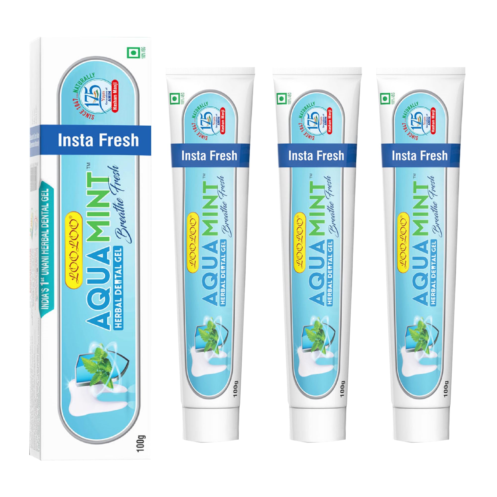 LOOLOO Herbal Dental Gel Aquamint - 100gm | Aquamint Gel | Enhances Natural Brightness To Teeth | Freshnes Breath (B0CMZSYSPF) Amazon Price History, Amazon Price Tracker