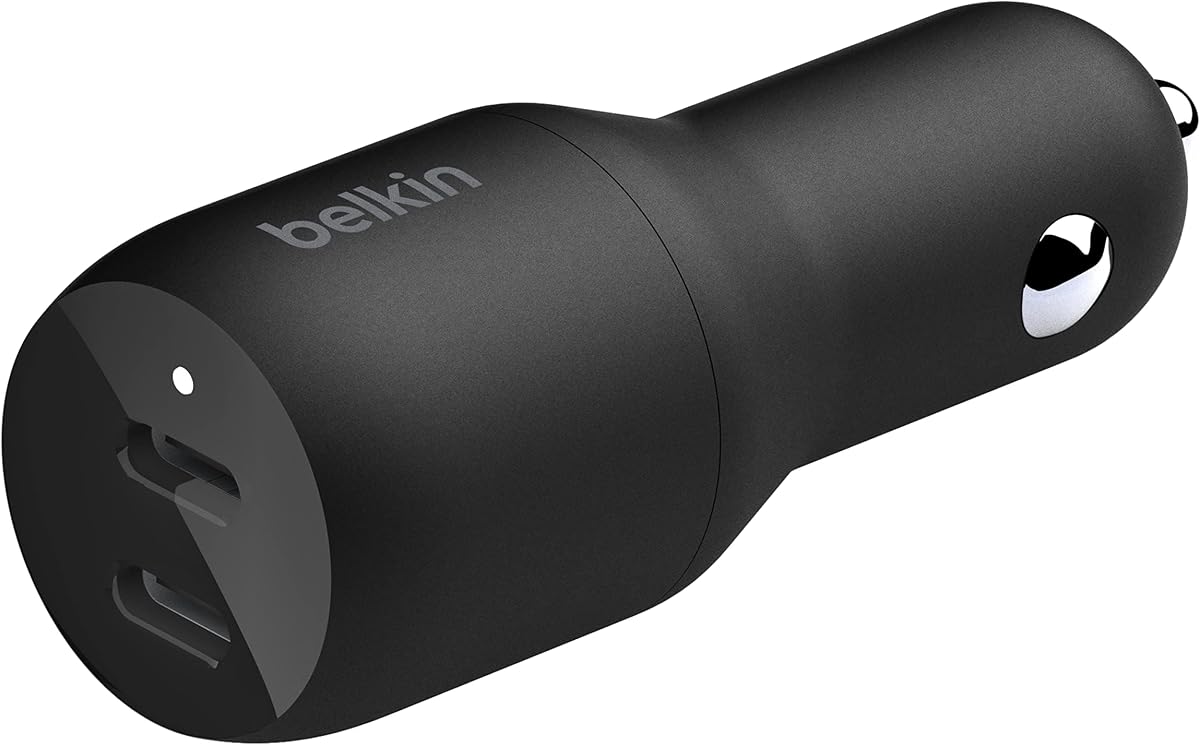 Cargador de coche USB dual de 36 vatios - Suministro de energía 2 puertos USB-C de 18 W con carga PPS Apple iPhone 14, 14 Pro, 14 Pro Max, iPhone 13, 13 Pro, 13 Pro Max Samsung Galaxy, AirPods - Cargador USB-C | Dos puertos USB-C Power Delivery de 18 W, compatibles con iPhone 14, 13 series, Samsung Galaxy y AirPods