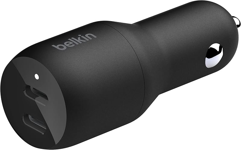 Cargador de auto USB dual de 36 vatios - Suministro de energía 2 puertos USB-C de 18 W con carga PPS Apple iPhone 14, 14 Pro, 14 Pro Max, iPhone 13, 13 Pro, 13 Pro Max Samsung Galaxy, AirPods - Cargador USB-C | Dos puertos USB-C Power Delivery de 18 W, compatibles con iPhone 14, 13 series, Samsung Galaxy y AirPods