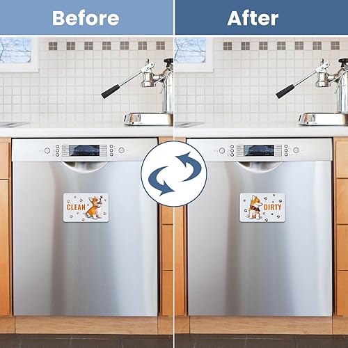 Miniatura 4 de Divertido imán para lavavajillas con dibujos animados de perro Corgi, indicador universal para cocina, nevera, lavavajillas, lavandería, accesorios