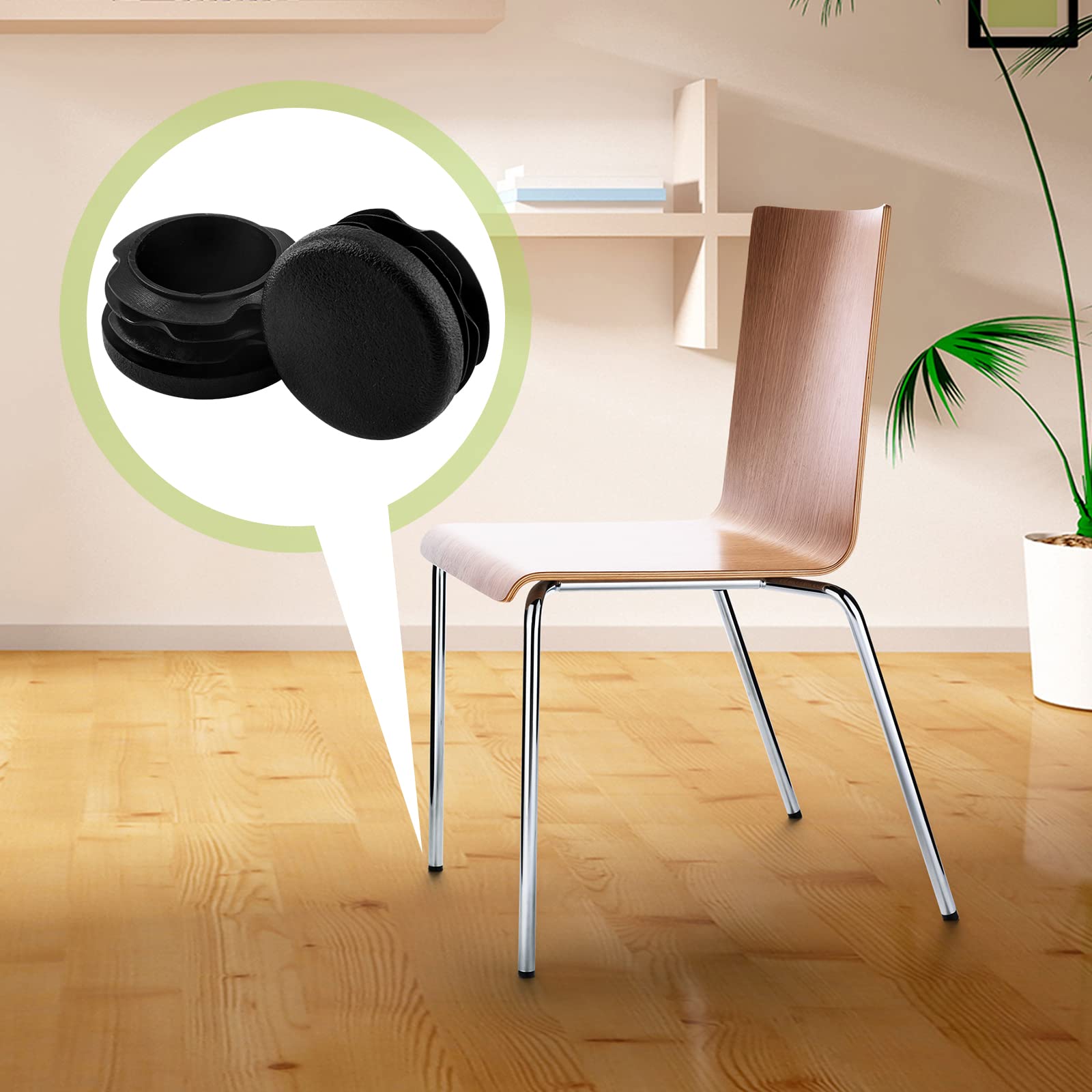 4 PCS Round Plastic Plugs, 1-1/2 Inch Black Pipes Tubing End Cap, Plastic Plugs And Caps, Glide Insert Furniture Finishing-Plug For Round-Metal Tube