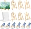 78 Pieces Canvas with Easel, 8 x 10 Inch Canvas Boards with Wooden Easels Brushes Canva Painting Kit for Acrylic Oil Watercolor Beginner Art Craft Sip and Painting Party