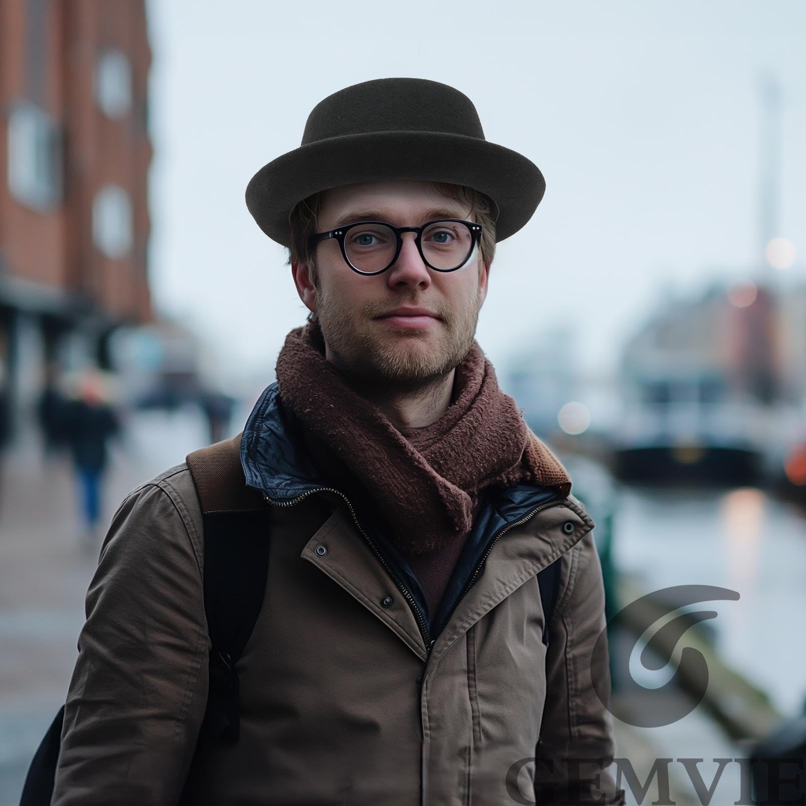 GEMVIE Kapelusz wieprzowy dla mężczyzn i kobiet 100% filcowy wełniany kapelusz Fedora Trilby czarny dorosły unisex kapelusze porkpie, Czarny + retro pasek, Rozmiar uniwersalny
