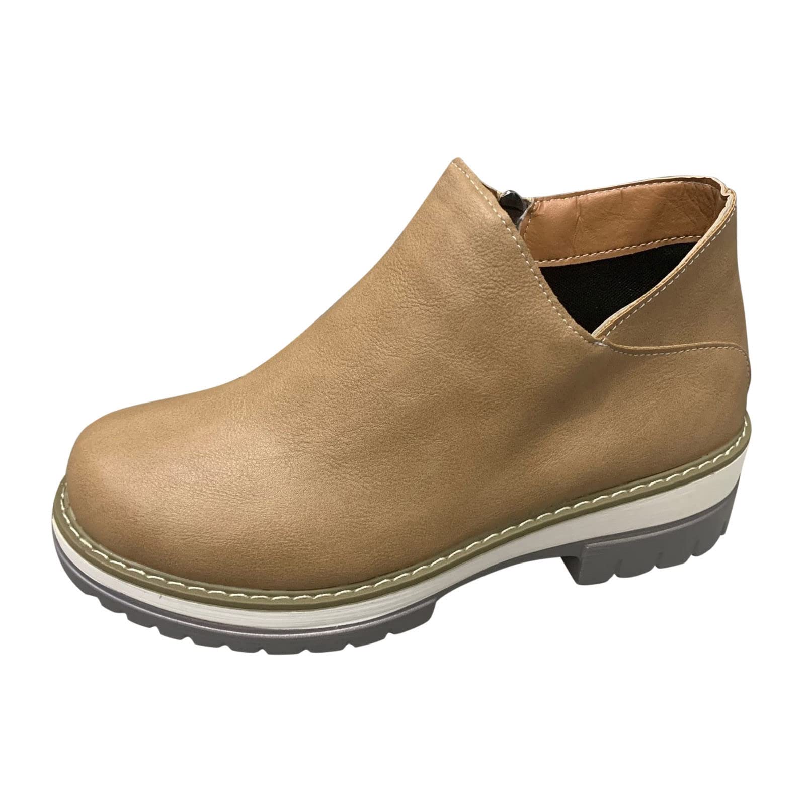 Botines cómodos de tacón de bloque para mujer con puntera redonda 8