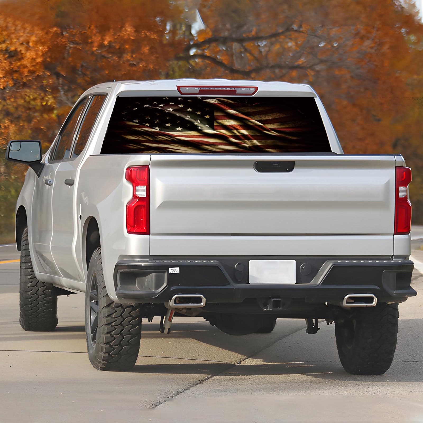 Tobethay Rear Window American Flag Decal For Trucks - 65x22 Inch Vinyl Perforated Sticker, Fits Most Pickup Trucks & SUVs - View #9