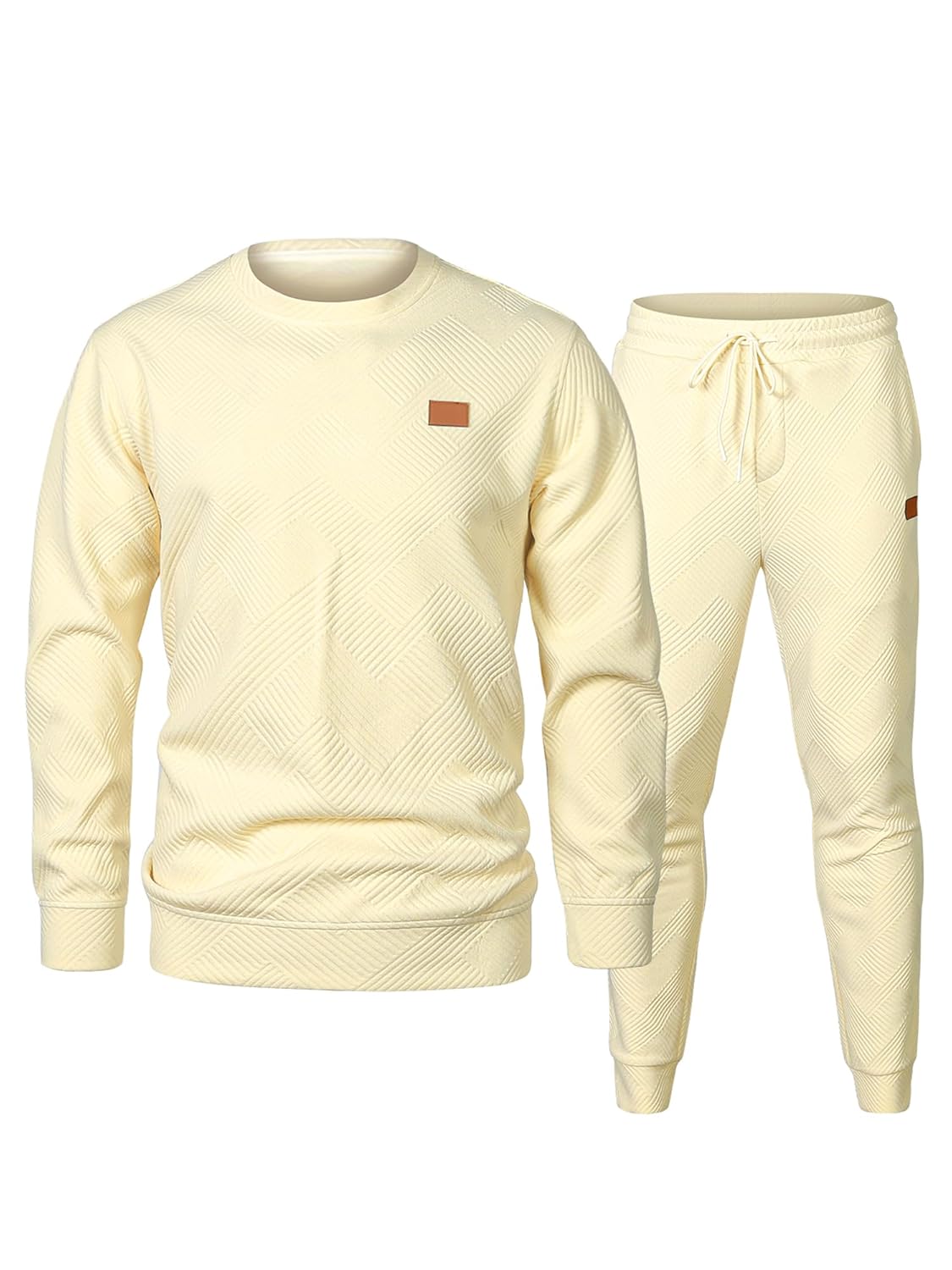 JMIERR Mens 2 Piece Outfits Knit Jacquard Pullover Sweatshirt Tracksuit Joggers Sweatpants Sweatsuit Sets with Pockets