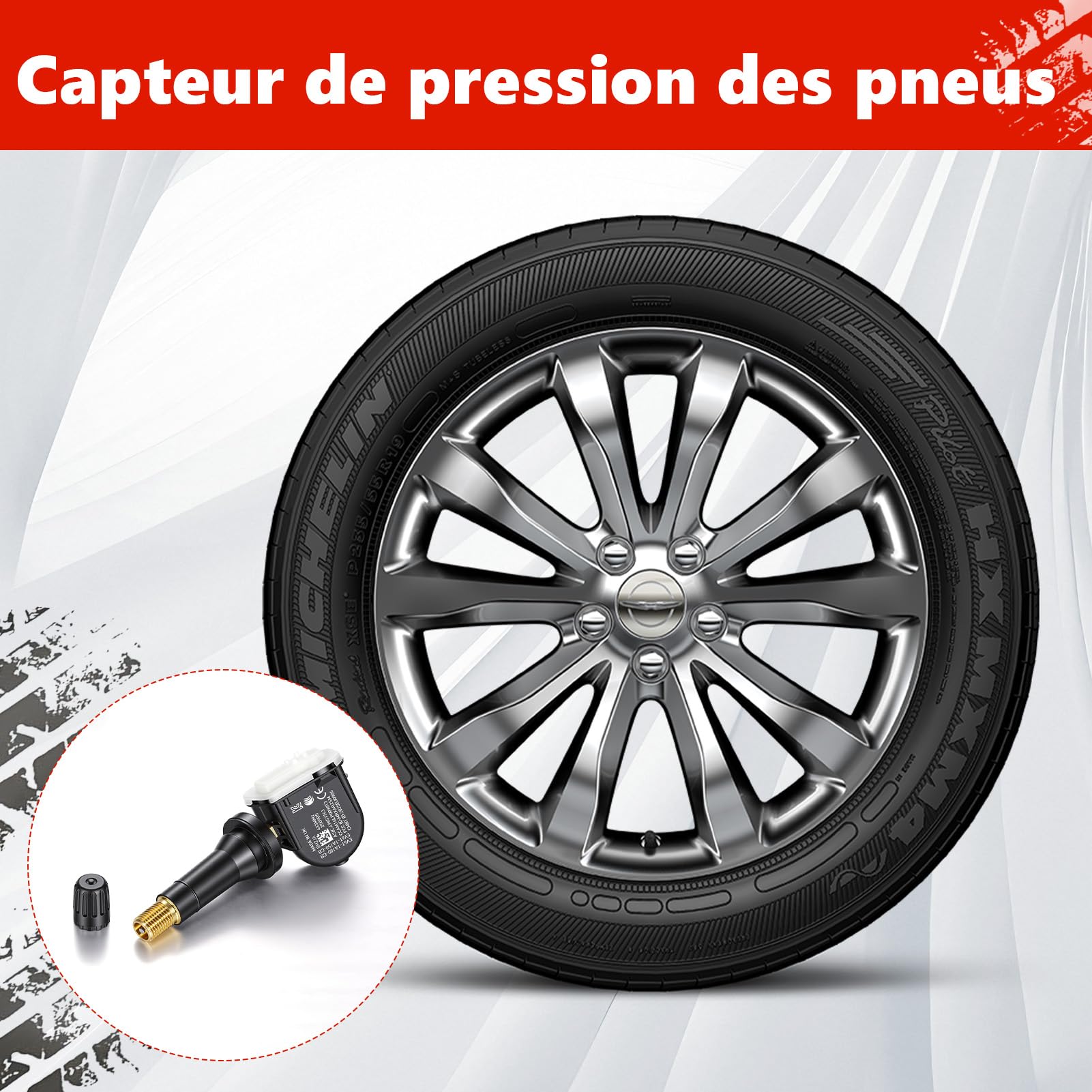 Capteur de Pression des Pneus 4Pcs, Capteur Tpms, Capteurs de Surveillance de la Pression des Pneus pour Ford B-Max C-Max Ecosport Focus KUGA Edge Escape