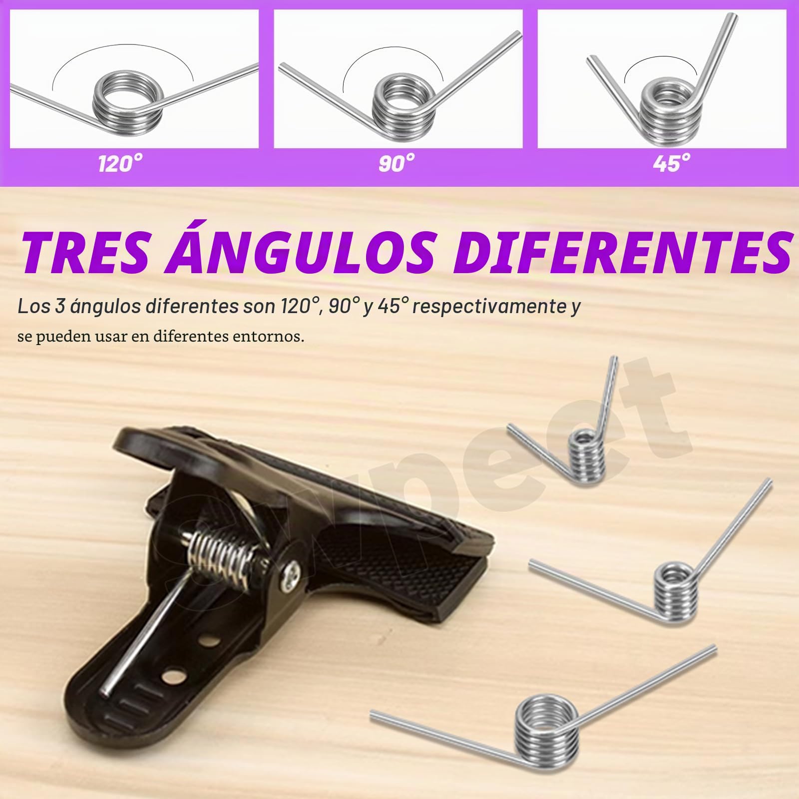 Swpeet Juego de 45 resortes torsionales de acero inoxidable 45/90/120 grados 15 tamaños