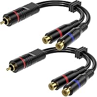 Vista 1 de Divisor RCA, paquete de 2 cables RCA macho a RCA hembra dual RCA hembra, adaptador estéreo a mono, cable de audio chapado en oro de 8 pulgadas
