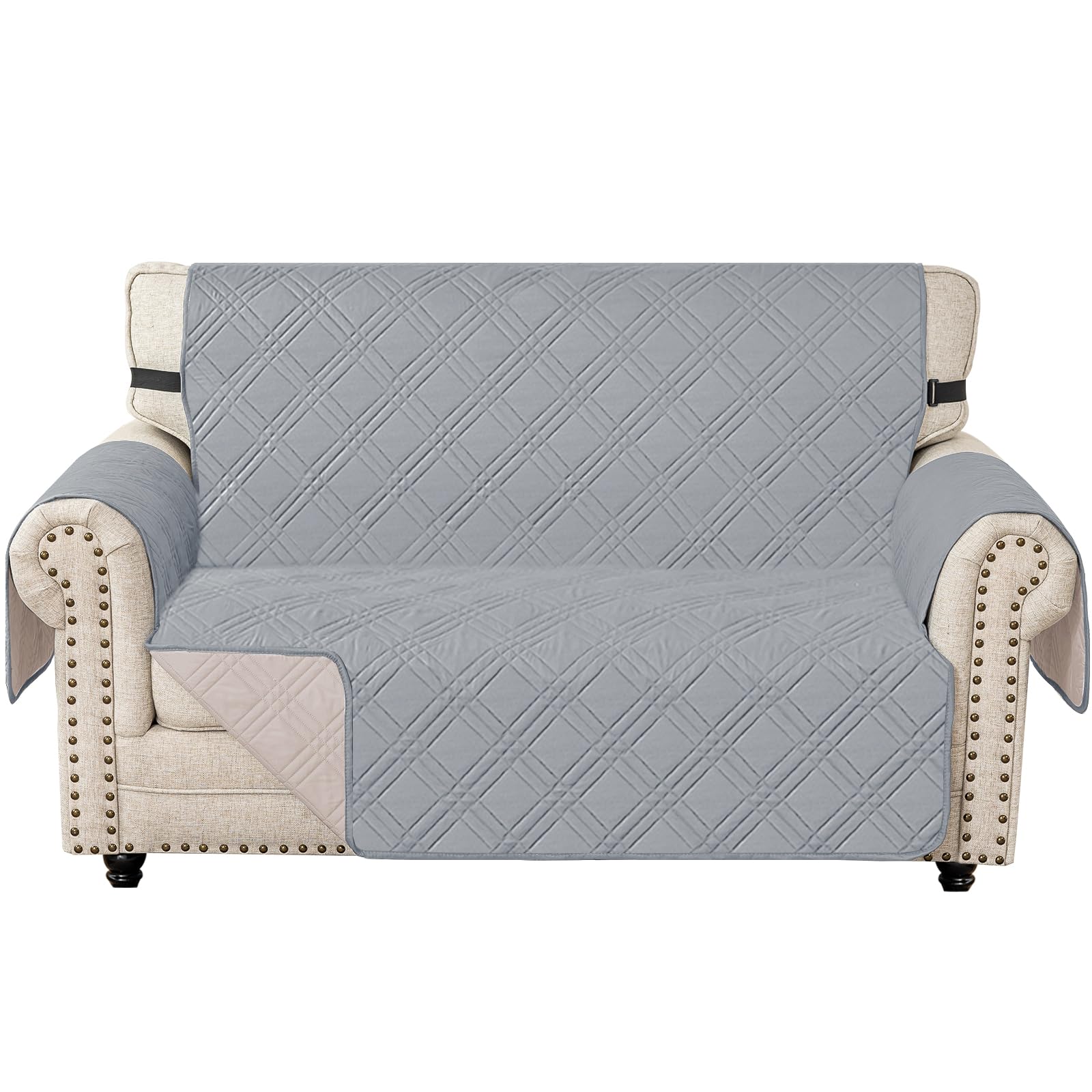 Ystyle Funda Sofa 2 Plazas, Fundas para Sofa Reversible, Cubre Sofa Antideslizante, Protector Sofa Antimanchas Lavable, Sofa Cover Antiarañazos Anti Gatos, Fundas Sofa, Gris Claro + Beige Global Recycled Standard Global Recycled Standard Global Recycled Standard