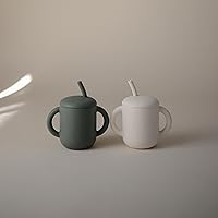Vista 3 de mushie 100% Silicone Training Cup & Straw for Toddlers 6 Months+ (Dried Thyme)
