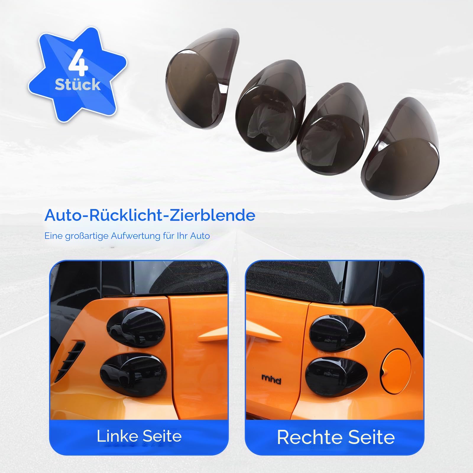 Auto-Rücklicht-Lampenabdeckung Rücklichtschutz Zierleiste Außendekoration Zubehör Kompatibel mit Benz Smart 451 Fortwo 2009-2015