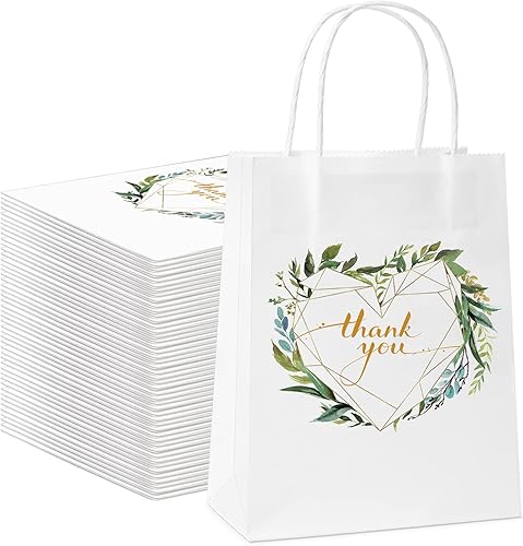 100 bolsas pequeñas de regalo de agradecimiento con asas bolsas de papel de estraza blanco bolsas de regalo para negocios boutique cumpleaños