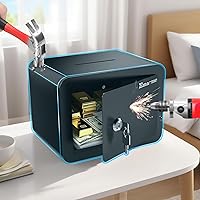 Vista 2 de Caja fuerte pequeña, cajas fuertes tipo casillero con llave y ranura para monedas, pequeñas cajas fuertes para dinero, seguridad doméstica