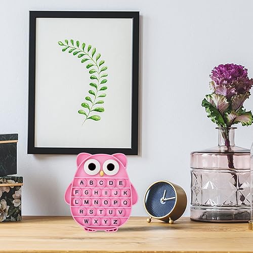 Miniatura 6 de Juguete sensorial de burbujas para presionar, juguete de silicona para aliviar el estrés, ABC alfabeto en forma de búho, herramientas educativas de