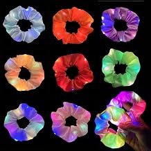 HENGBIRD 8 Pieces LED Shiny Satin Hair Scrunchies with 3 Light Modes, 8 Colors, Hair Accessories Glow for Women Girls, Party Festival Carnival Halloween Christmas