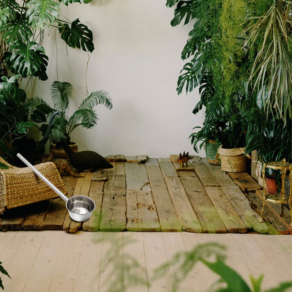 Soup Ladle Tainless Steel Stainless Steel Water Ladle Long Handle Bath Shampoo Ladle Scoop Cup Metal Water Dipper with Pour Spout for Kitchen Bathroom Gardening Metal Water Dipper