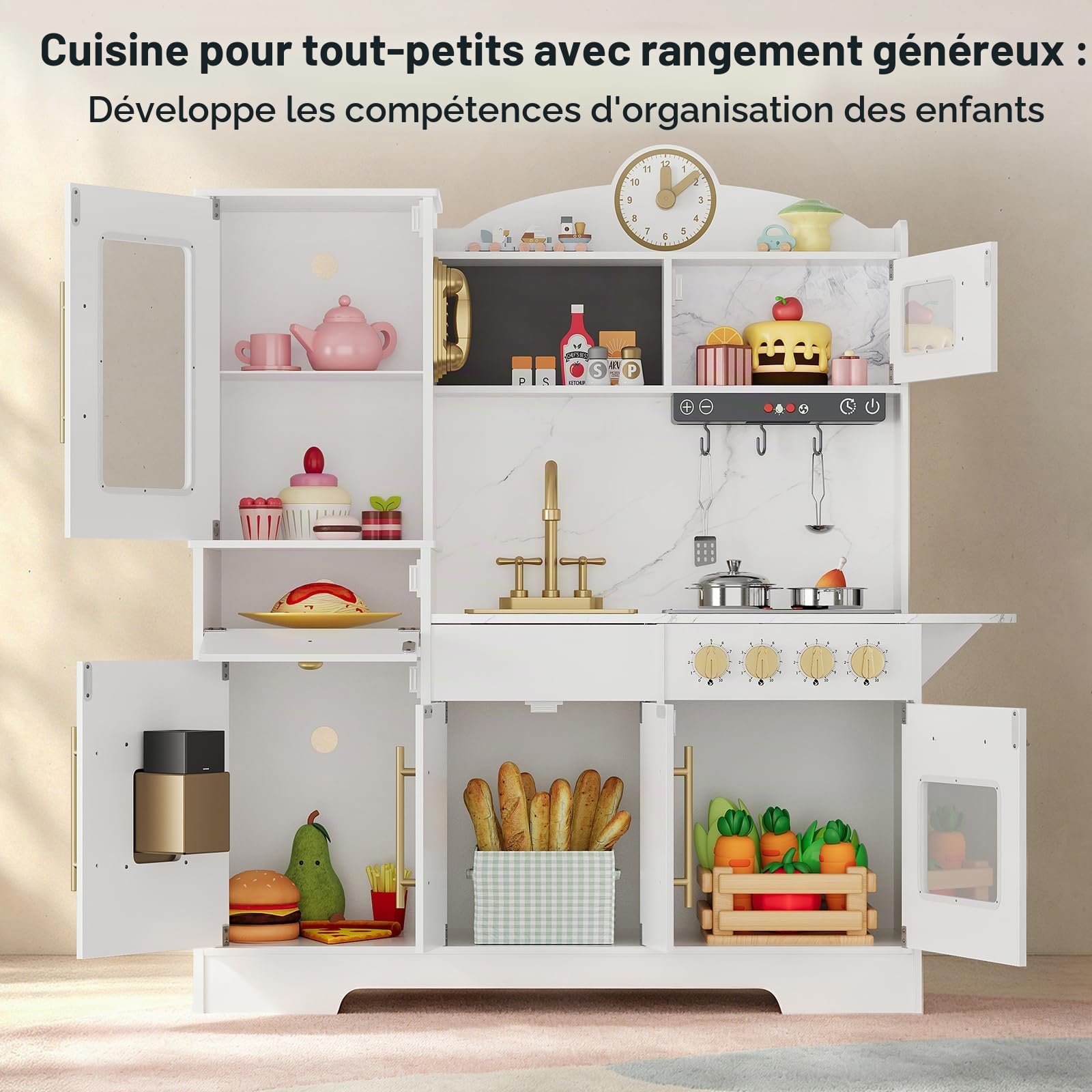 Garvee Cuisine Enfant en Bois Grande Taille, Cuisine de Jeu pour Enfants