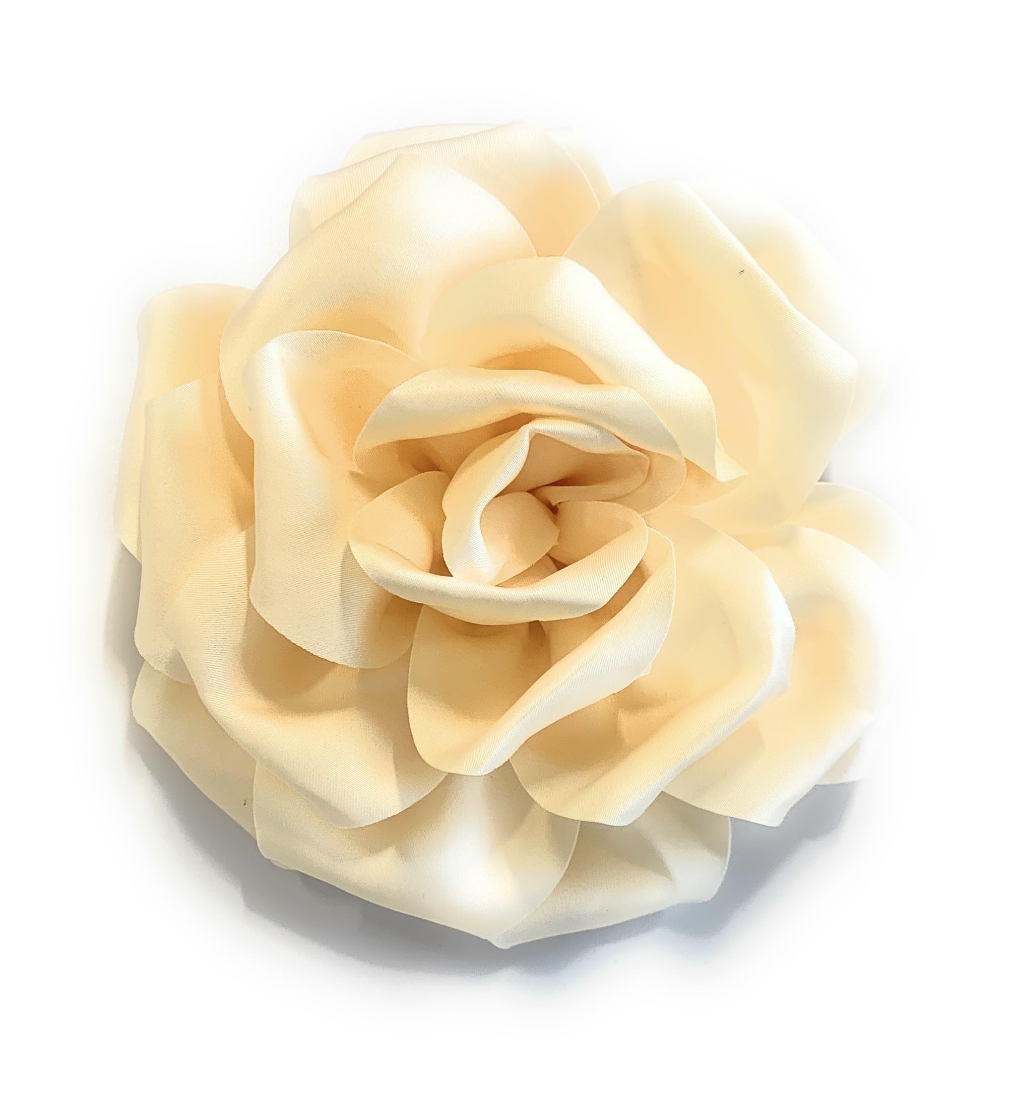 Large Rose Fascinator Corsage Hair Clip and Brooch Pin, Satin Flower, Multi-Colour Options (Cream/Ivory), Cream / Ivory