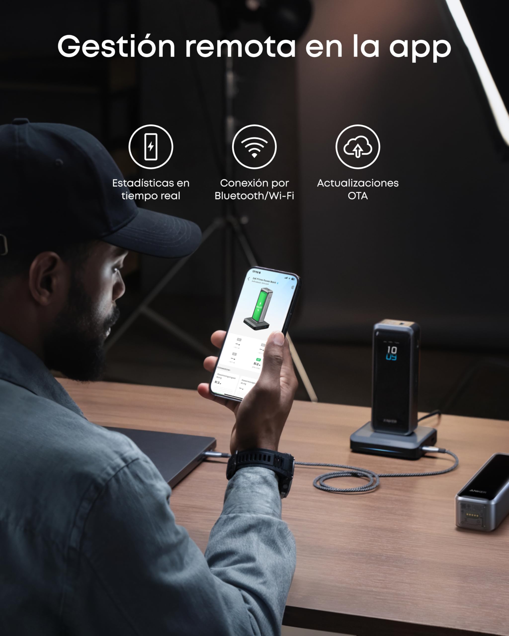 Anker Base de Carga 150 W máx., 3 Puertos para Anker Prime | Carga rápida, compatible con MacBook Pro Air, DELL, iPhone 17/16/15 y Samsung. Powerbank no incluido