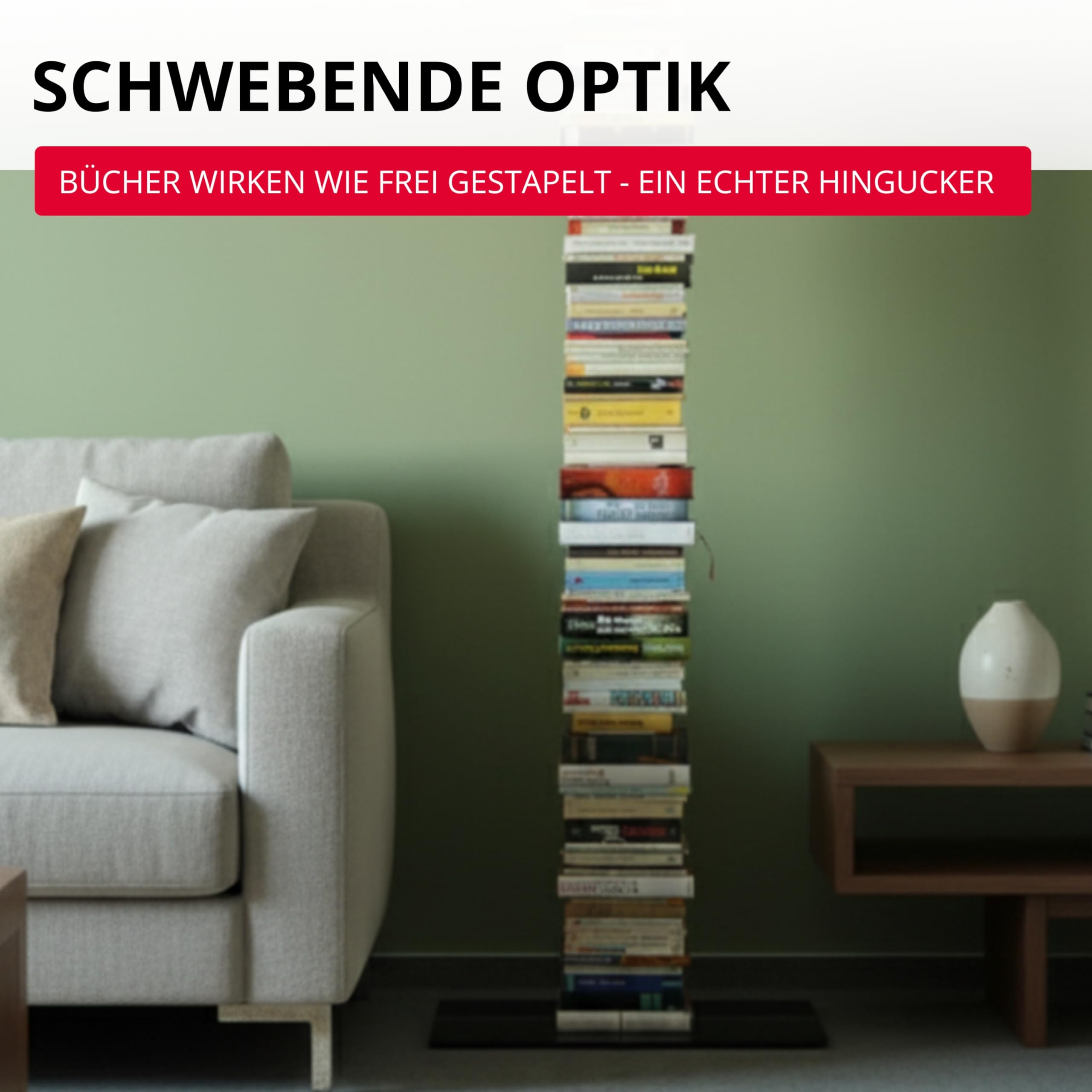 Radius Design Booksbaum Single Stand Groß Silber – Standregal aus pulverbeschichtetem Stahl, 170,5 cm hoch, platzsparendes Bücherregal mit Fuß & Einlegeböden, modernes Design (735C)