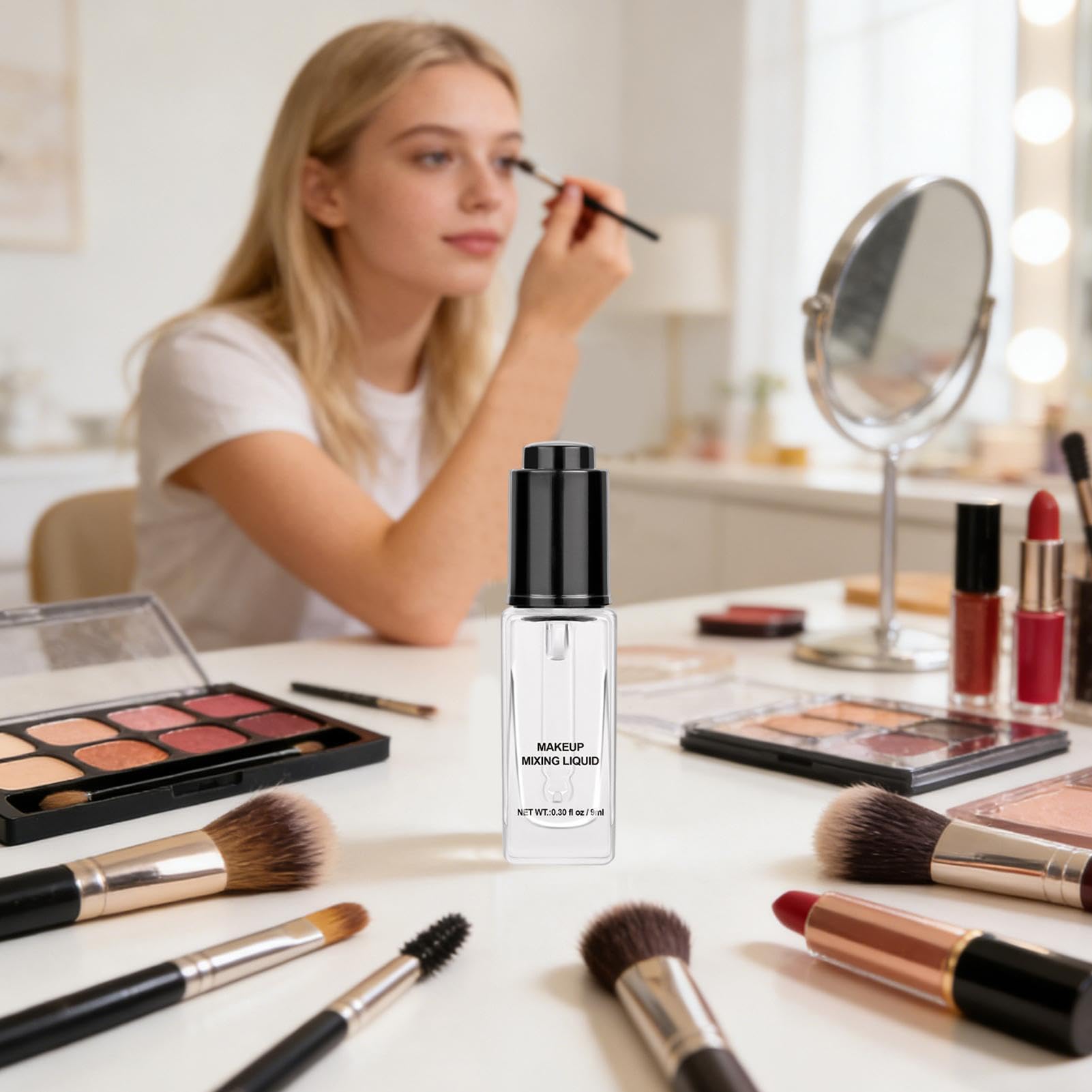 5-pak płynu do mieszania i rozcieńczalnika (5 x 9 ml) – ratuje zaschnięty eyeliner i tusz do rzęs – wodoodporny i długotrwały – uniwersalny mikser do makijażu do cieni do powiek, szminek i lakieru do