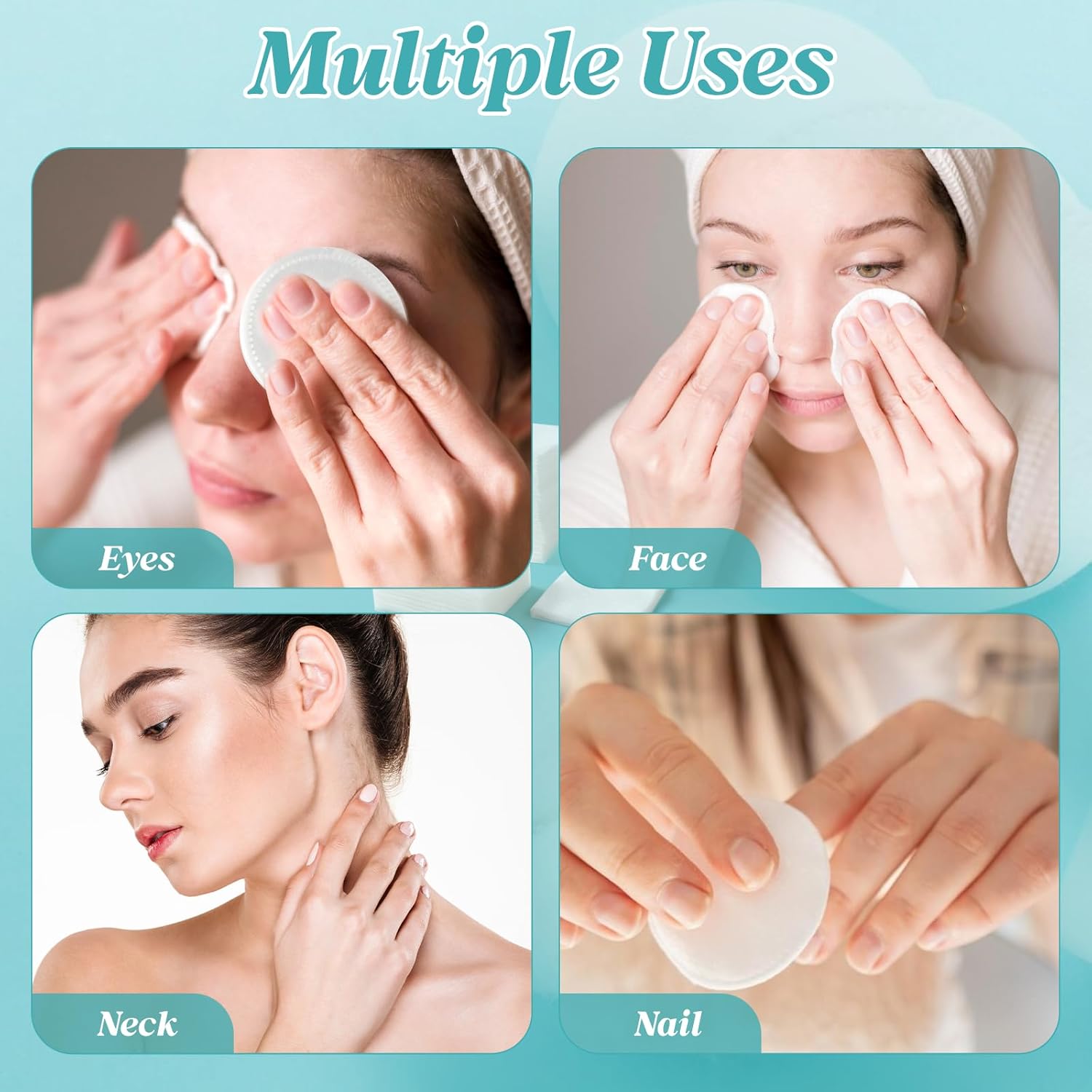 Premium Cotton Rounds, 100 Count (Pack of 30) Cotton Pads for Face, 100% Cotton Makeup Remover Pads, Soft & Non-Irritating for Most Skin Types