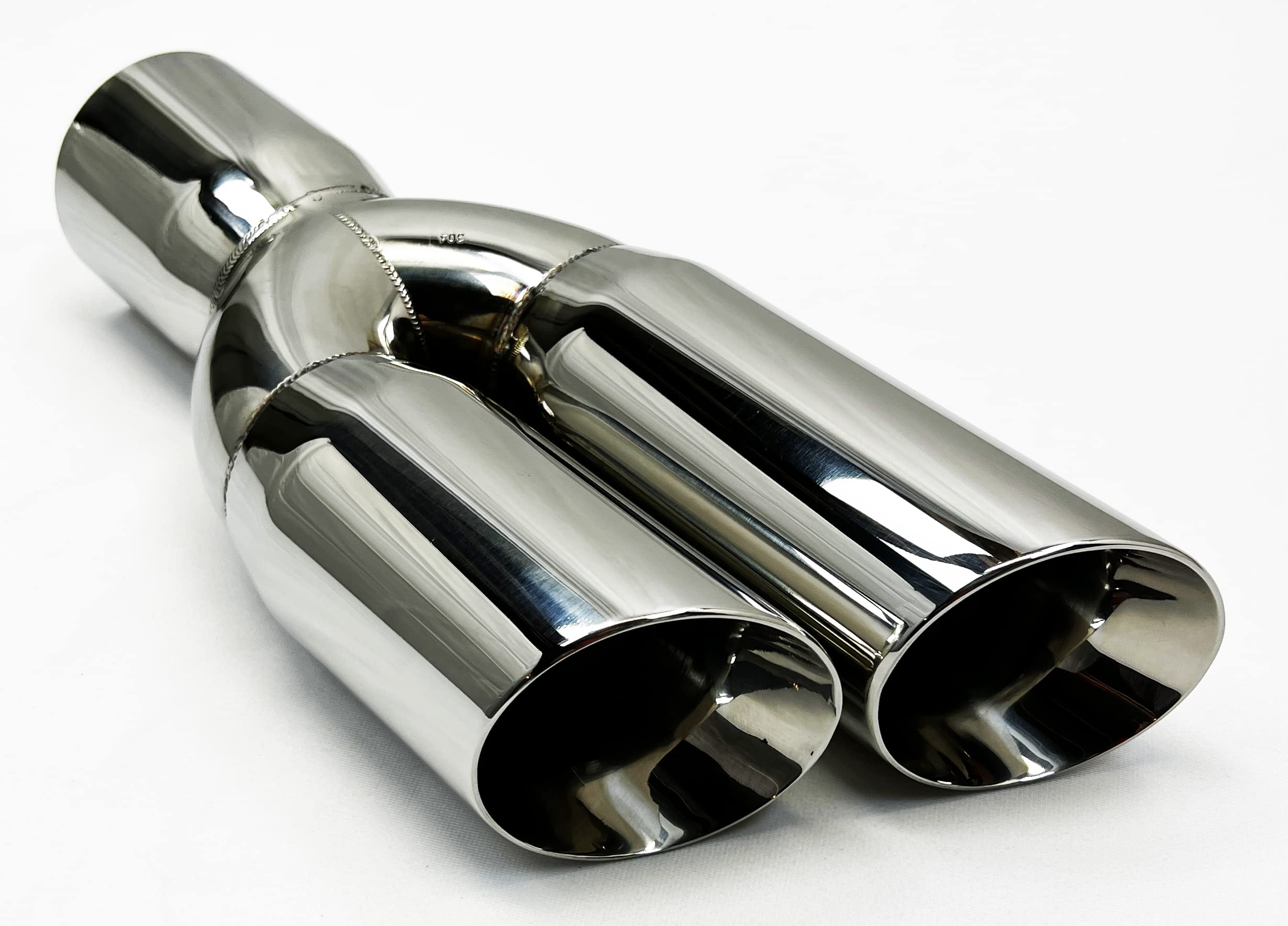 Exhaust Tip 3.00" Inlet 3.00" Outlet 13.00" long WDWDRS30013-300-HP-SS Dual Round Slant Polished 304 Stainless Wesdon Exhaust Tip