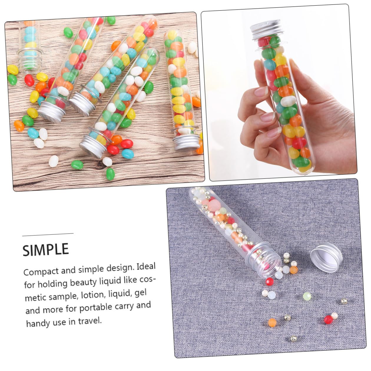 50 Pezzi Provette Trasparenti in Pet da 45ml Tappo a Vite, Bottiglie Portatili Ben Sigillate per Conservare Spezie e Profumatori