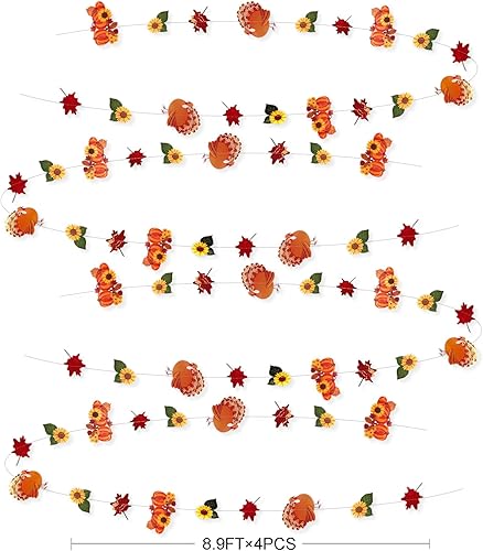 Miniatura 67 de Pancarta de otoño de 32 pies, bandera triangular, banderines de tela, banderines para decoración de otoño feliz otoño, día de Acción de Gracias