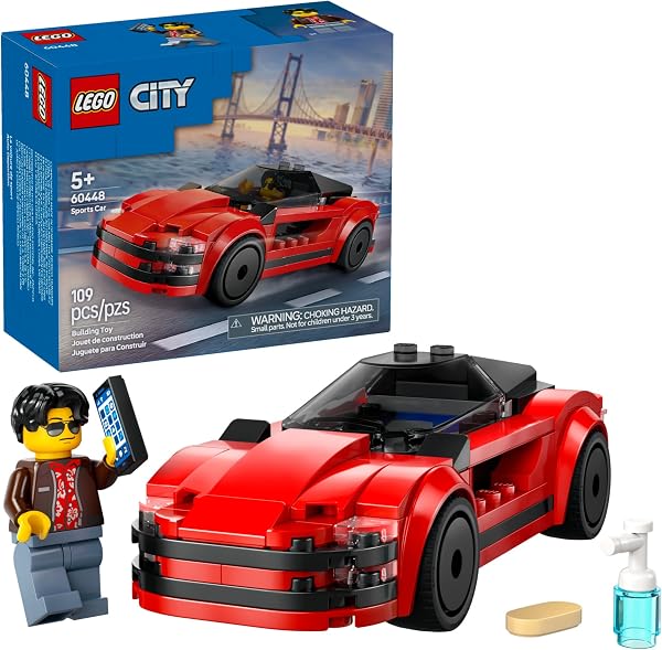 LEGO City Red Sports Car Toy - Building Toy for Kids, Boys and Girls, Ages 5+ - Educational Gift for Birthdays and Holid