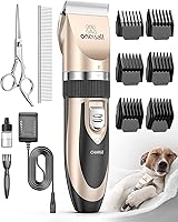 oneisall Low Noise Dog Clippers Rechargeable Cordless Grooming Kit for Dogs Cats Pets - Quiet Safe Beginner-Friendly Gold