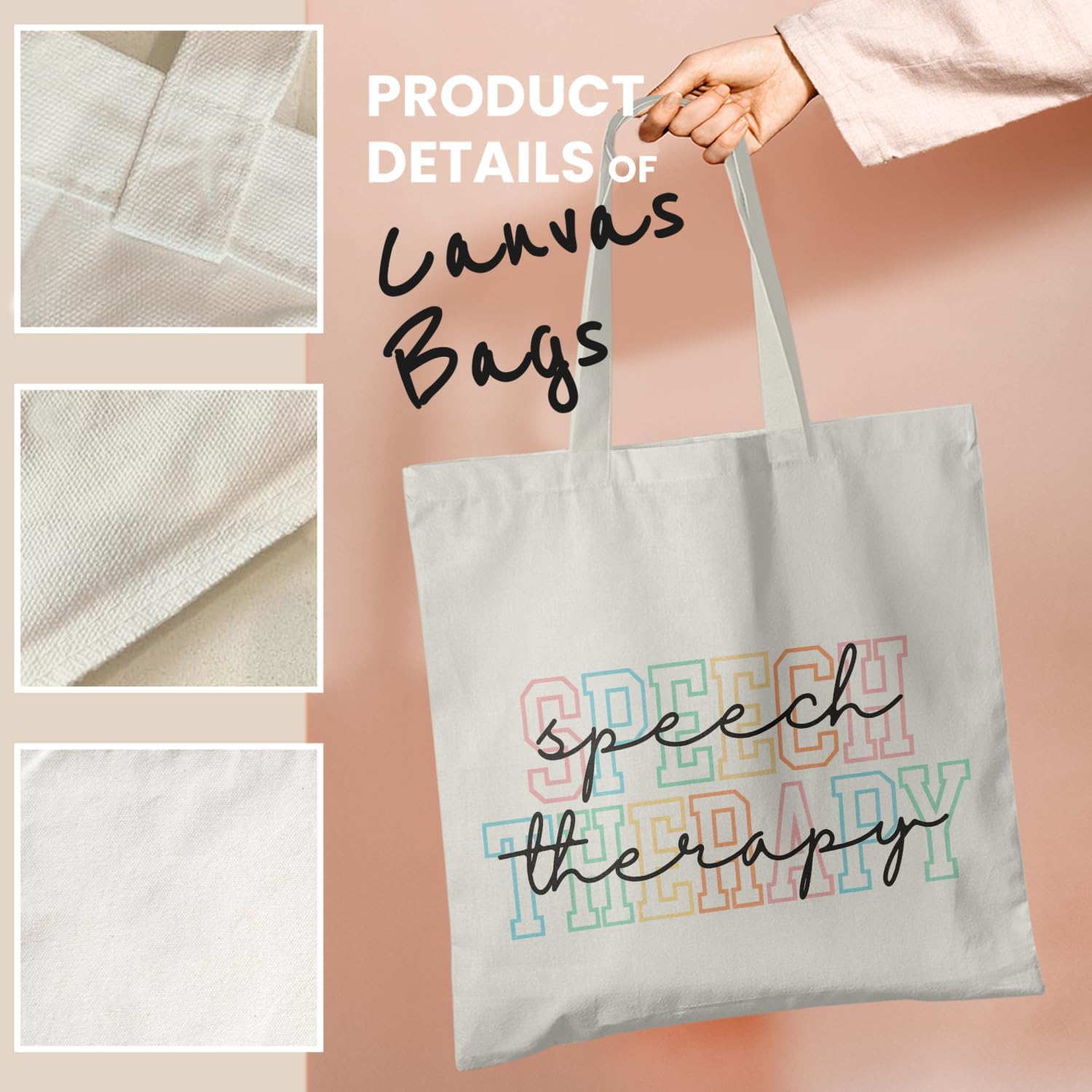 Speech Therapy Gifts Tote Bags, Speech Therapist Gift Canvas Tote Bag for Women, Speech Therapist Gifts for Women, Gifts for Speech Therapists Reusable Grocery Bags Shopping Bags - Image 5
