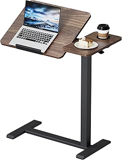 BZIUM Overbed Bedside Table with Hidden Wheels, Adjustable Medical Tilt Top Hospital Bed Table Over The Bed, Rolling Desk Mobile Standing Desk for Hospital&Home Use (Walnut)