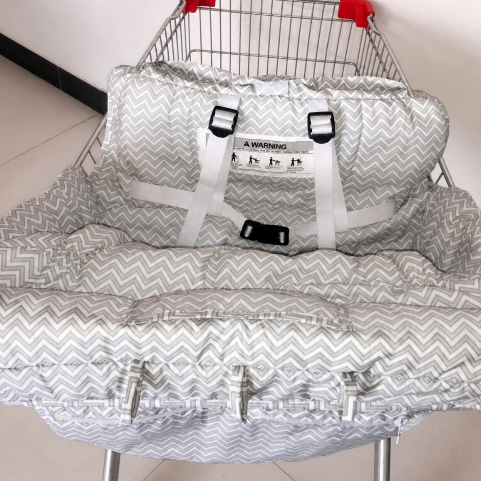 Child Cart Cushion Cuscino Carrello Bambini Coprisedile Passeggino Imbottitura Seggiolino con Cintura Integrata E Tasca, 120 80 Cm, Modello Aggiornato Con Stampa Geometrica A Onde