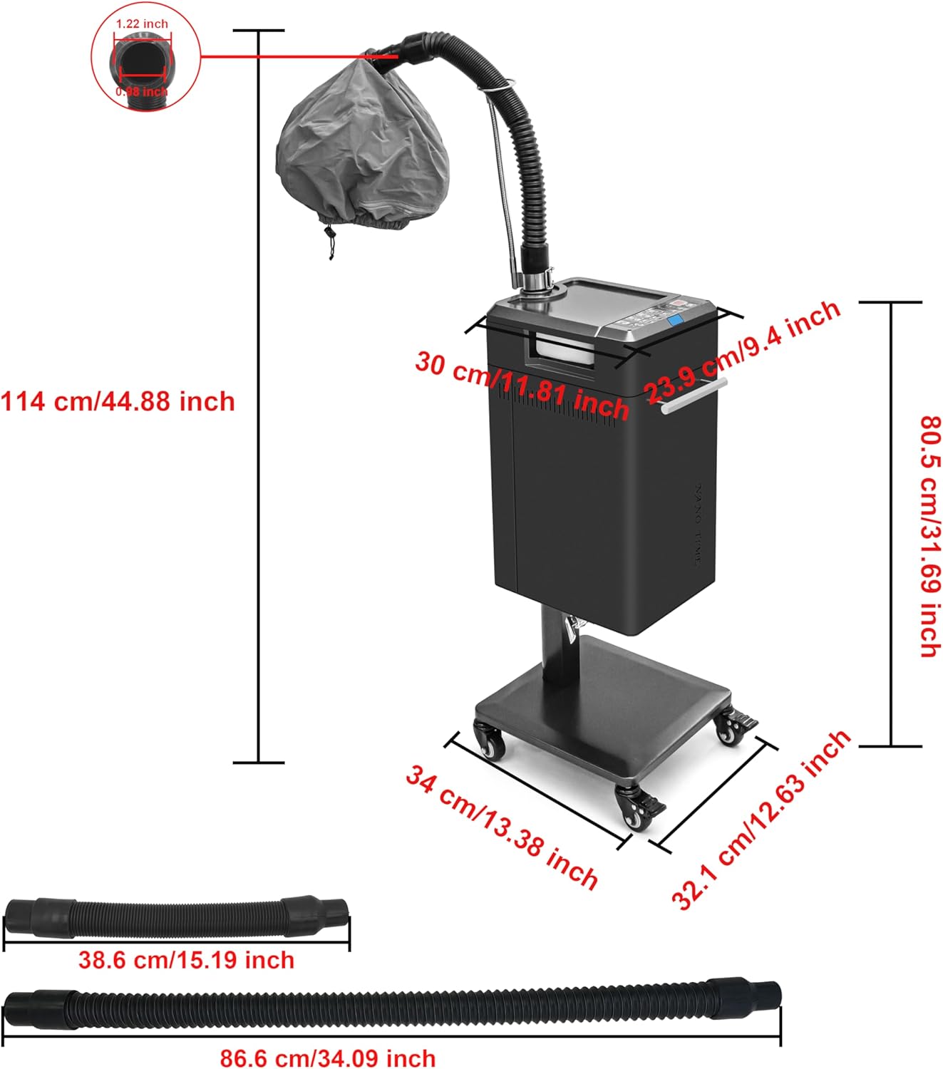 Hair Steamer Micro Mist Scalp Detoxify for Hair Wash Reclining Chair Bed Attachment Professional Hair Care for Salon SPA Barber Shop Fully Metal Material Elitzia ET1940 - Image 9