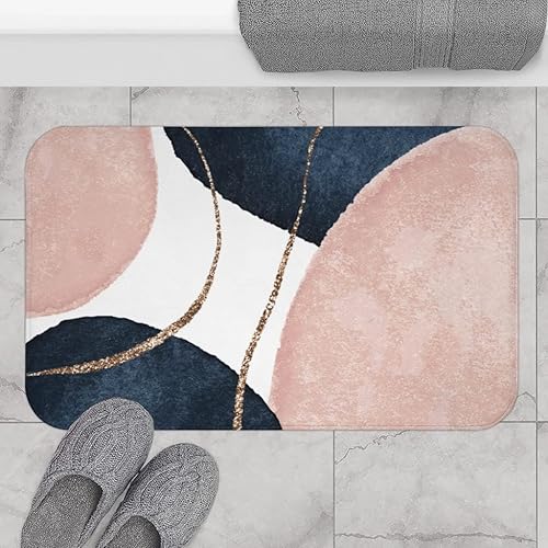 Tapete rústico de Navidad para baño, bohemio, elegante, abstracto, azul marino, rubor, marfil, beige, suave, rosa y beige, en acuarela, minimalista,