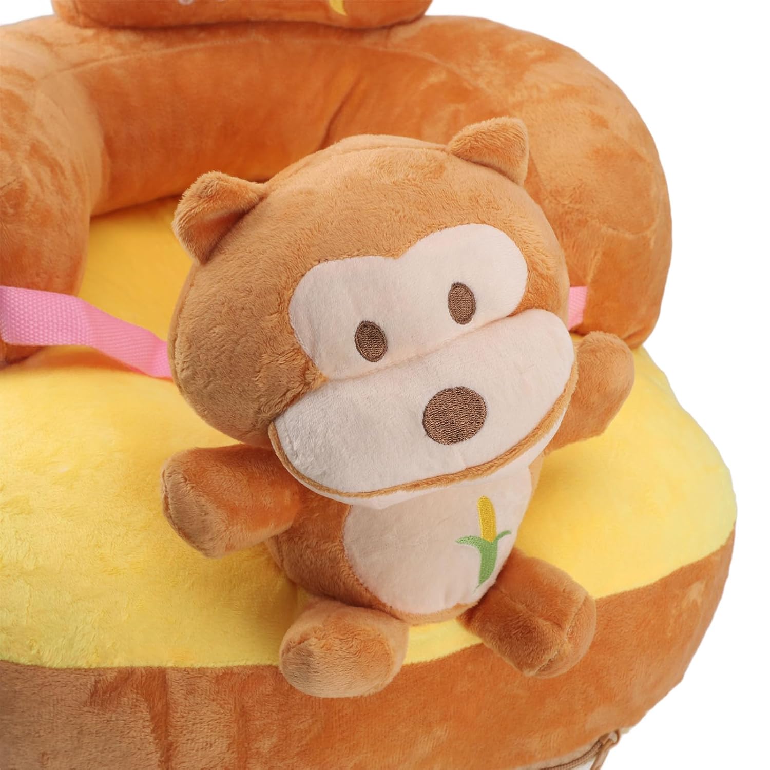 Baby Support Seat, Adjustable Angle Baby Learning to Sit Chair Plush with USB Charging Cable for Toddlers for Home (Monkey)