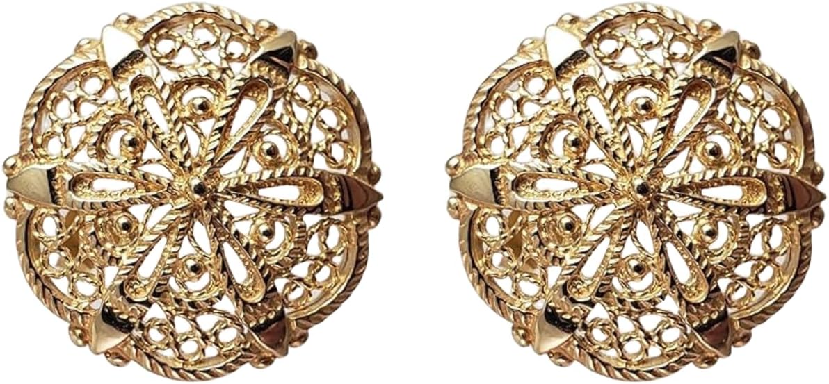 18K Gold Plated Filigree Sunburst Stud Earrings for Women - 20mm Statement Earrings, Lightweight & Comfortable, Gold Jewelry, Gift for Special Occasions