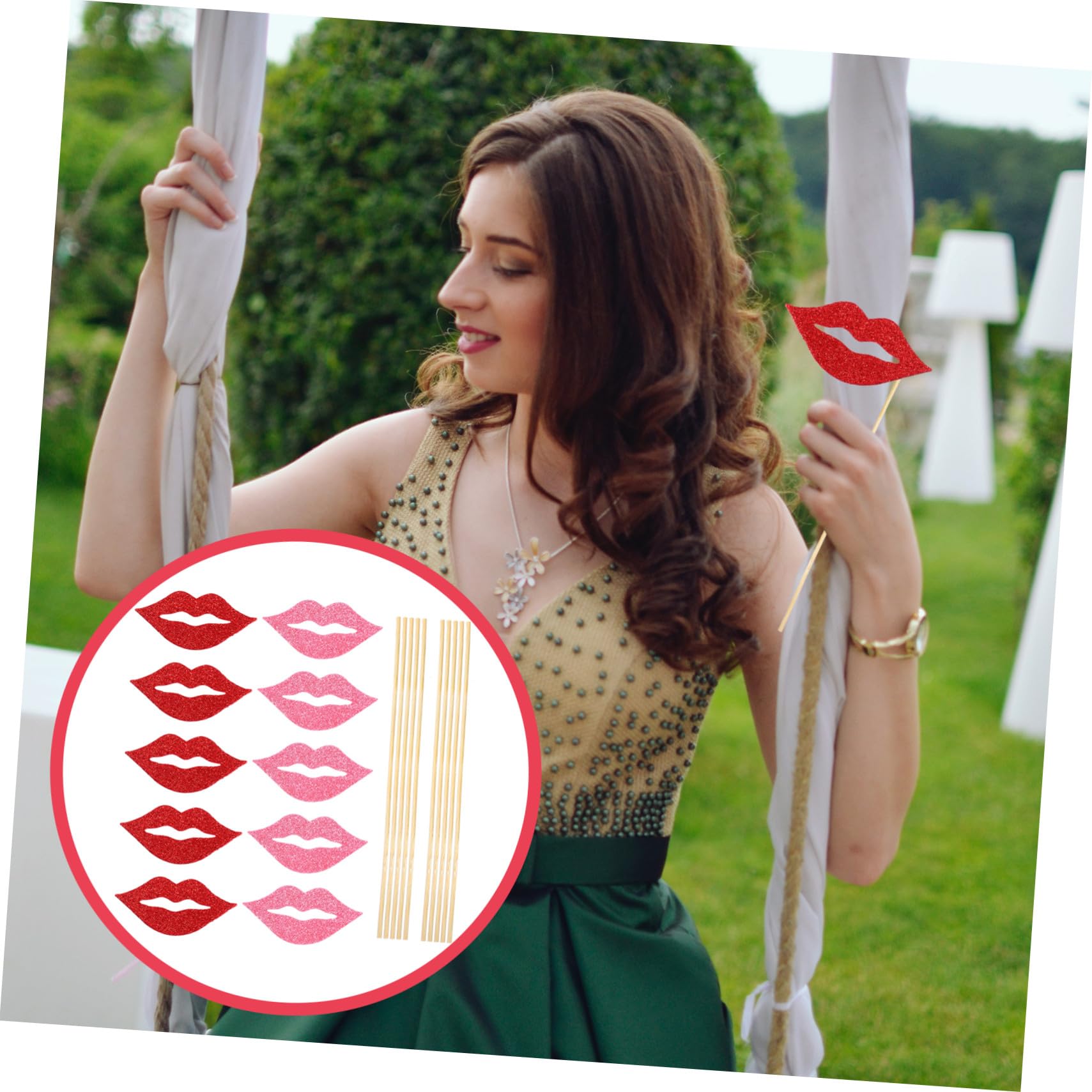 ERINGOGO 3 Sätze Teiliges Handheld Lippen Foto Props Aus Glitzerpapier Kreative Party Fotorequisiten Für Hochzeit Geburtstag Und Familienfeiern Rot Und Einfach Zu Halten Für 40 Stück * 3