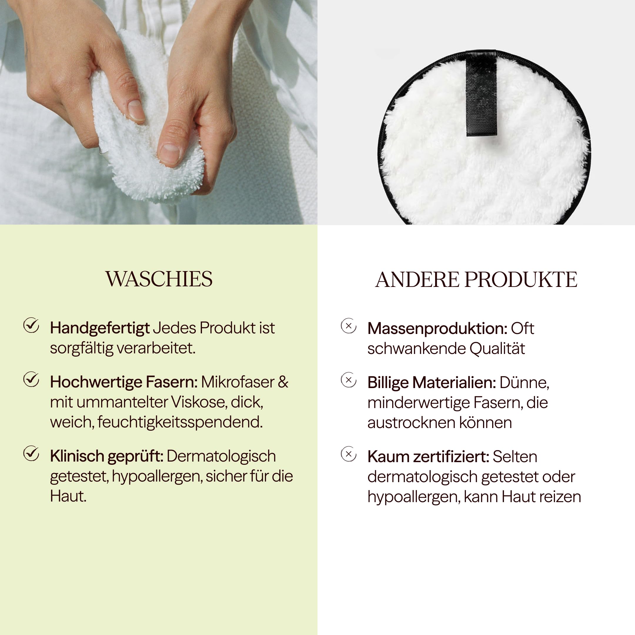 Waschies Abschminkpads/Waschpads - 6er-Set Bunt (Blumig) – sanfte Gesichtsreinigung - waschbar, wiederverwendbar & hypoallergen - Alle Hauttypen – Alternative zu Wattepads & Abschminktüchern