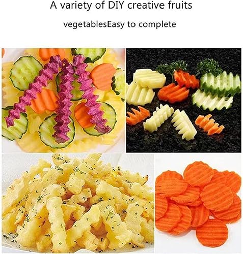 Miniatura 5 de YukaBa Cortador de papas arrugadas de 2.9 x 11.8 pulgadas, de acero inoxidable, para papas fritas, cortador de mano, cuchillo para cortar ensalada